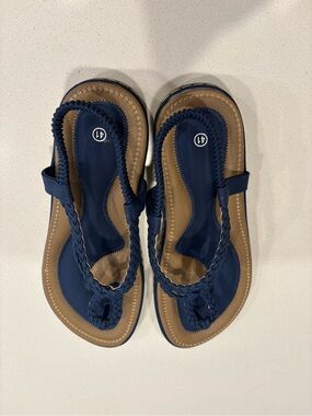 Navy Braided Thong Sandals - Size 41